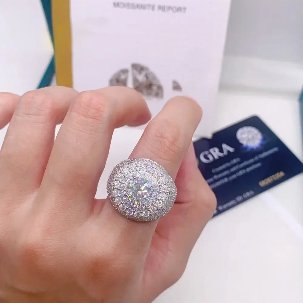 【US 3 Days Delivery】GL Hip Hop Fine Jewelry 925 Sterling Silver VVS Moissanite Diamond Ring