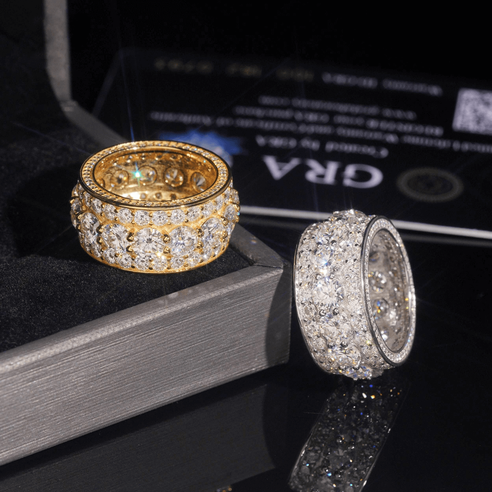 GL Pass Diamond Tester 925 Silver White Gold Moissanite Iced Out Rings