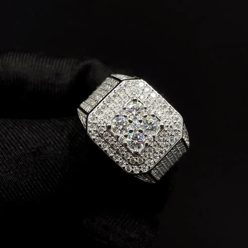 GL Top Quality Iced Out Jewelry VVS Moissanite Hip Hop Men Ring