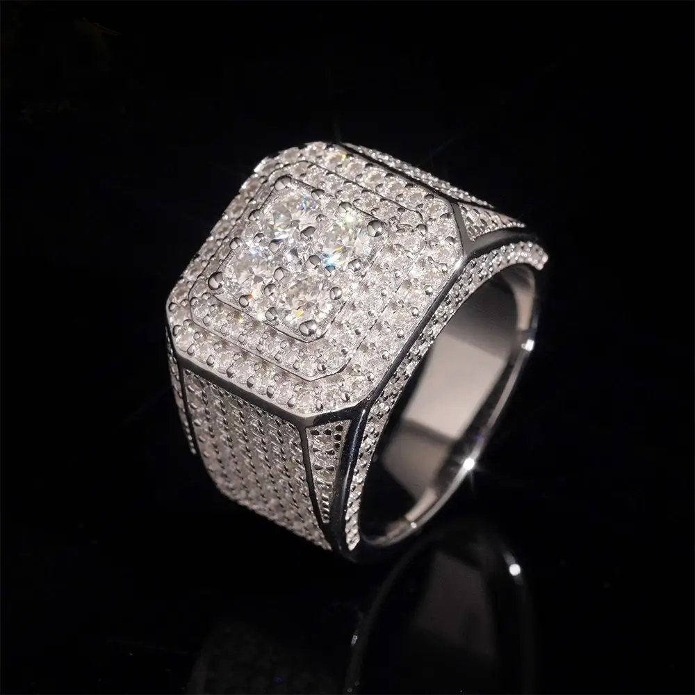 GL Top Quality Iced Out Jewelry VVS Moissanite Hip Hop Men Ring
