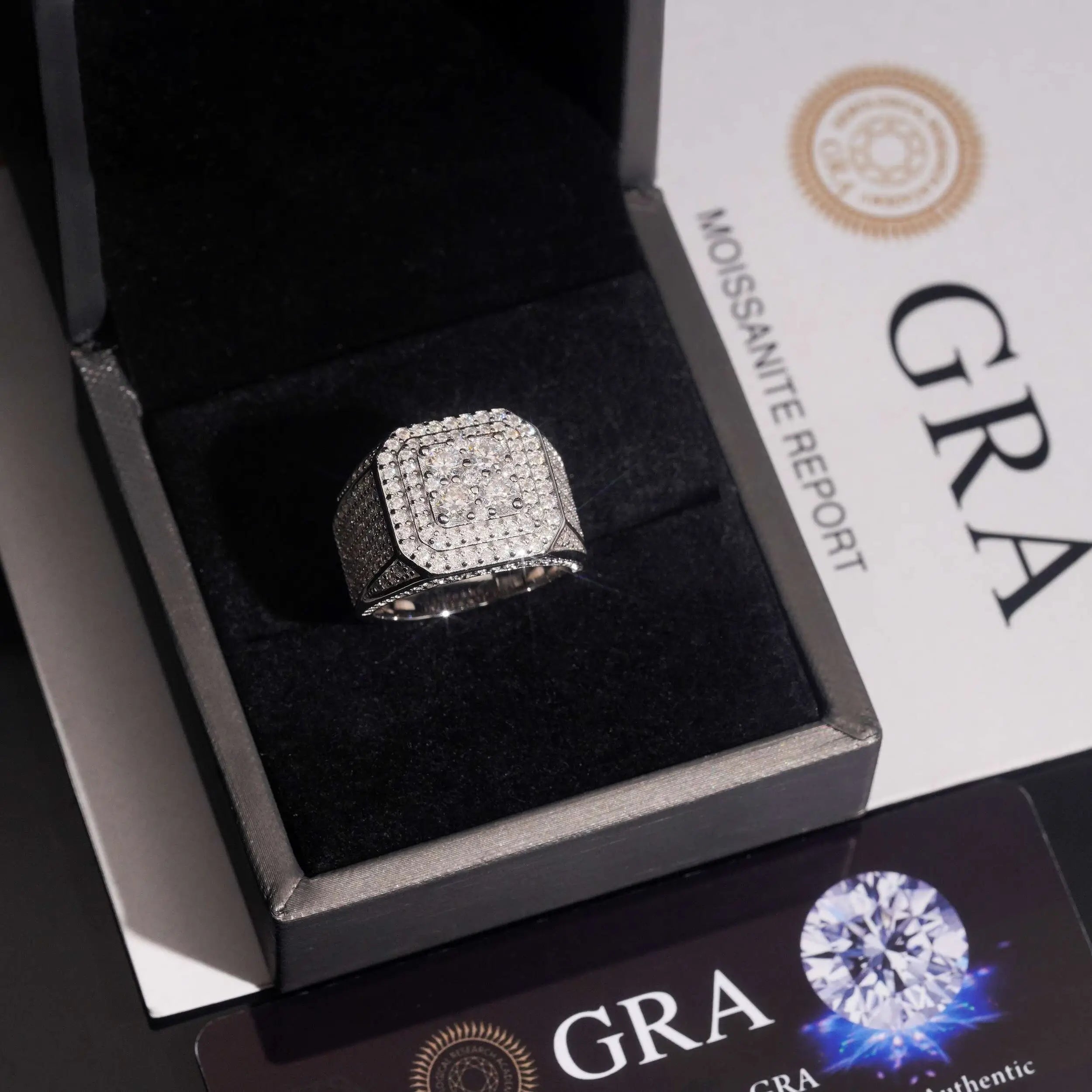 GL Top Quality Iced Out Jewelry VVS Moissanite Hip Hop Men Ring