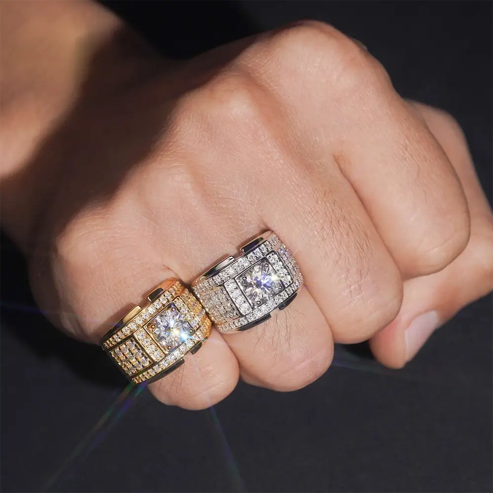 GL Hip Hop Fine Jewelry 925 Sterling Silver VVS Moissanite Diamond Ring