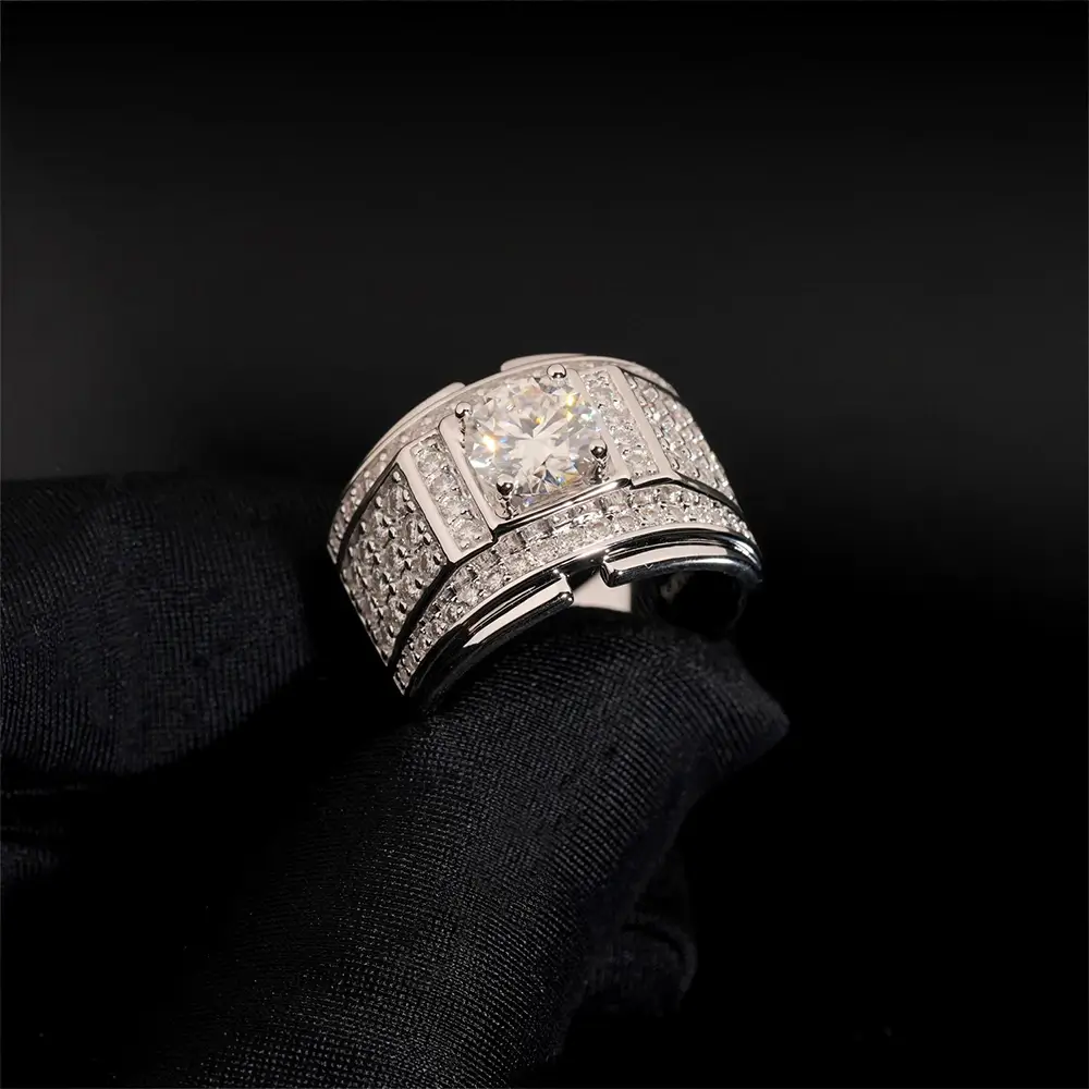 GL Hip Hop Fine Jewelry 925 Sterling Silver VVS Moissanite Diamond Ring