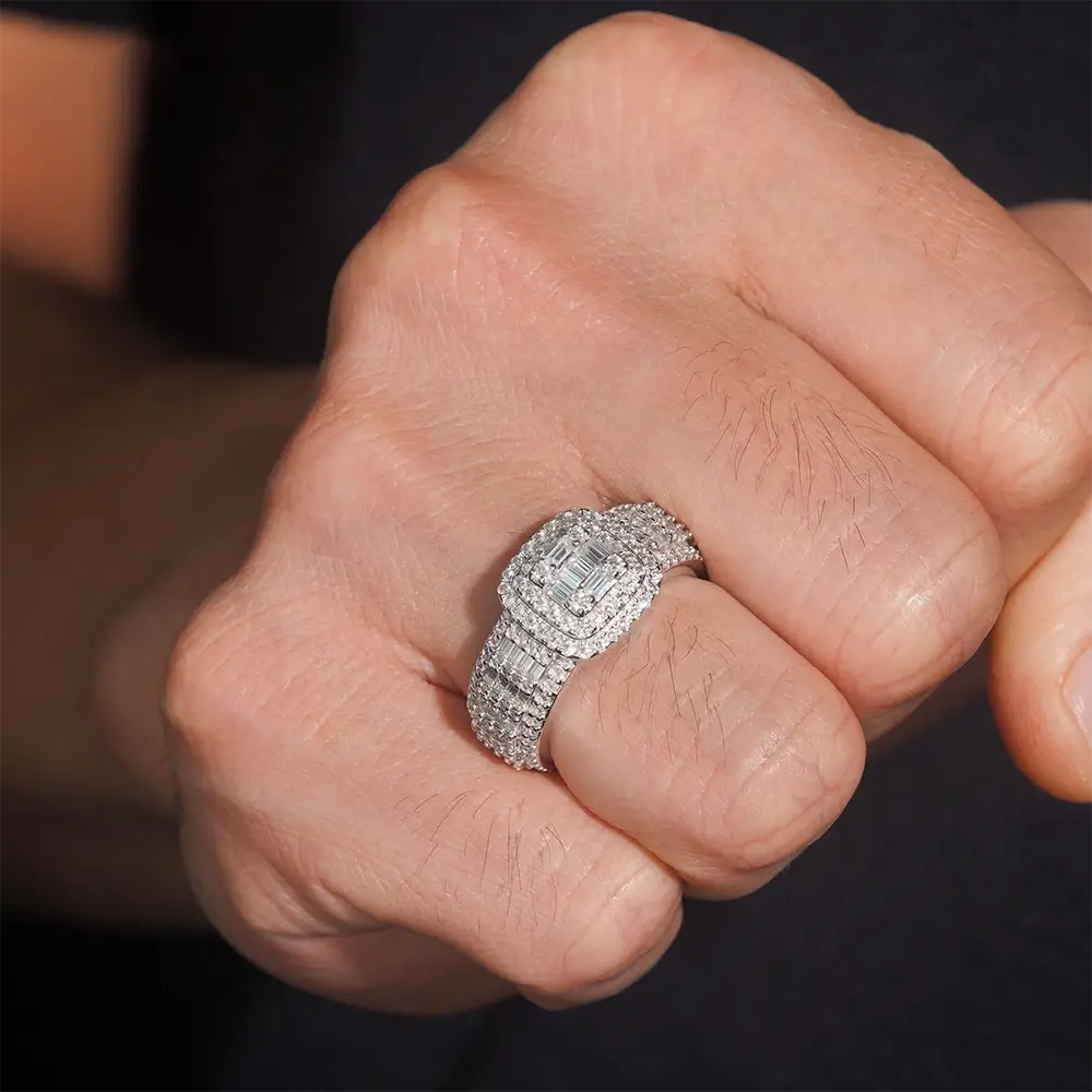 GL Hip Hop Jewelry VVS Moissanite Diamond Men Ring Secondary image