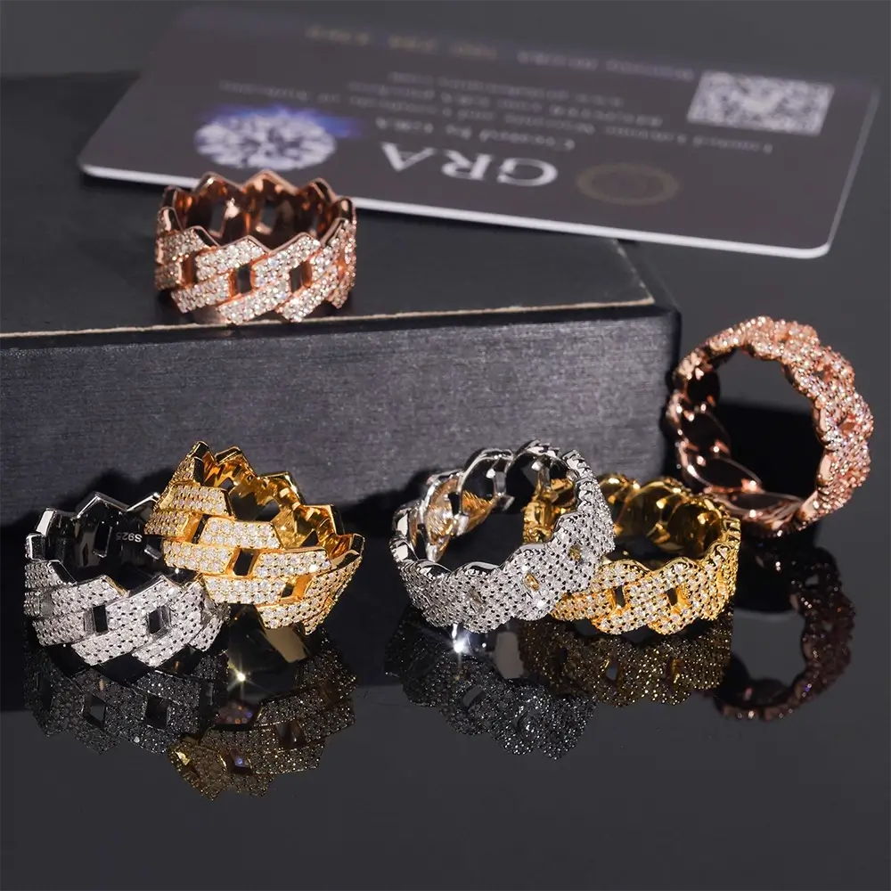 【US 3 Days Delivery】GL High Jewelry VVS Moissanite Ring Men's Rock Diamond Hip Hop Ring