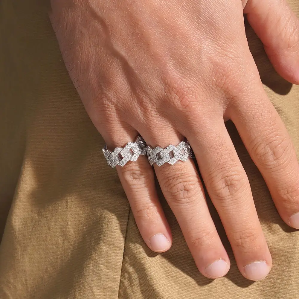 【US 3 Days Delivery】GL High Jewelry VVS Moissanite Ring Men's Rock Diamond Hip Hop Ring