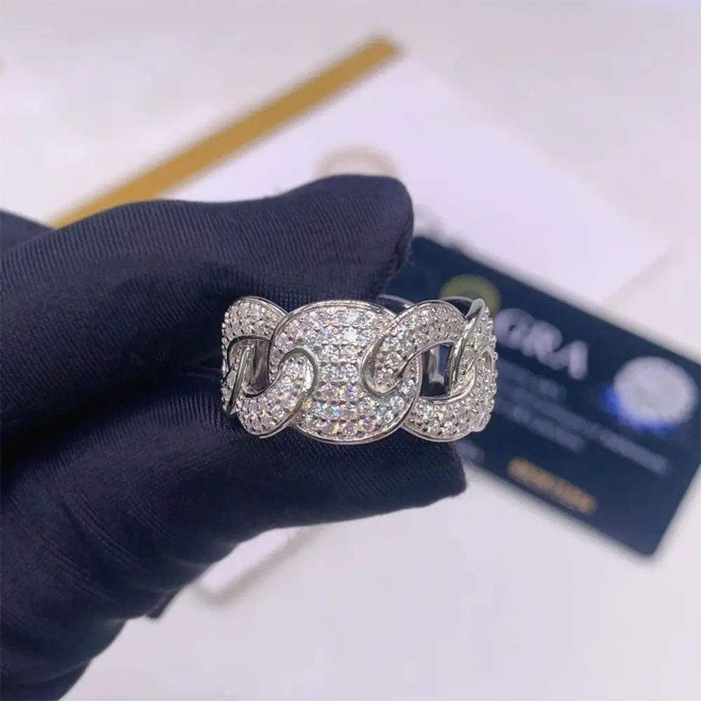 GL New Fashion Pass Diamond Tester Iced Out Hip Hop 925 Sterling Silver Moissanite Ring