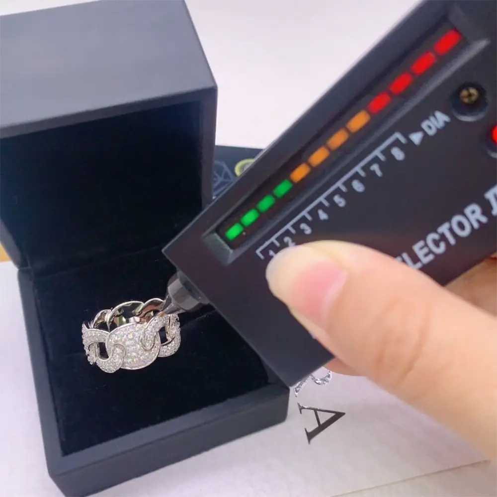 GL New Fashion Pass Diamond Tester Iced Out Hip Hop 925 Sterling Silver Moissanite Ring