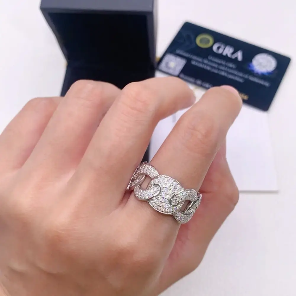 GL New Fashion Pass Diamond Tester Iced Out Hip Hop 925 Sterling Silver Moissanite Ring