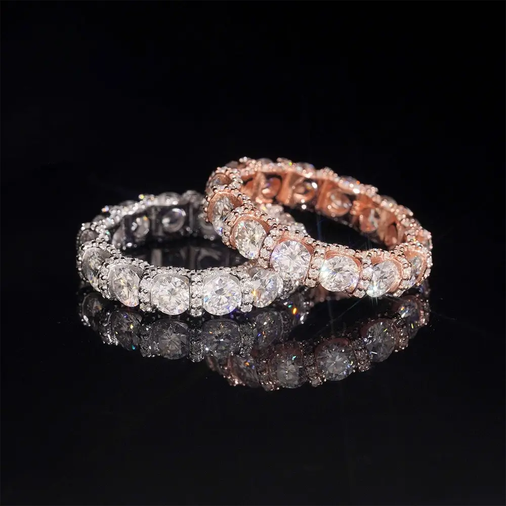 GL 925 Sterling Silver Gold Plated  Round Moissanite Engagement Ring