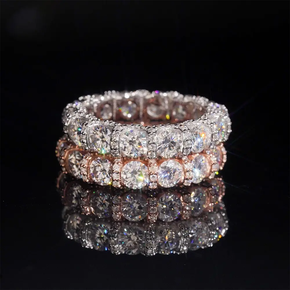 GL 925 Sterling Silver Gold Plated  Round Moissanite Engagement Ring