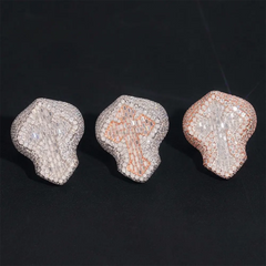 GL Hiphop Cross Iced Out Baguette Moissanite Diamond Ring