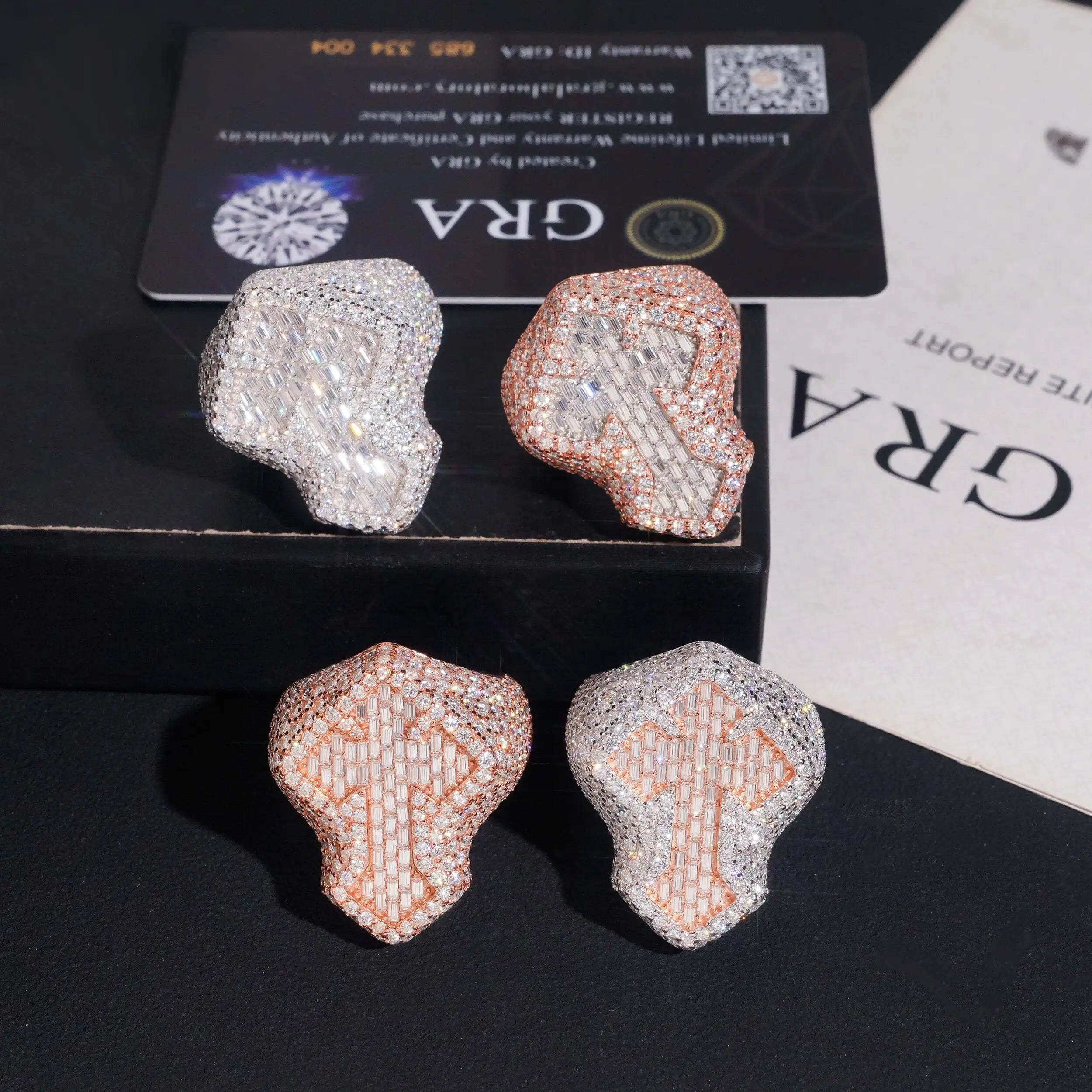 GL Hiphop Cross Iced Out Baguette Moissanite Diamond Ring