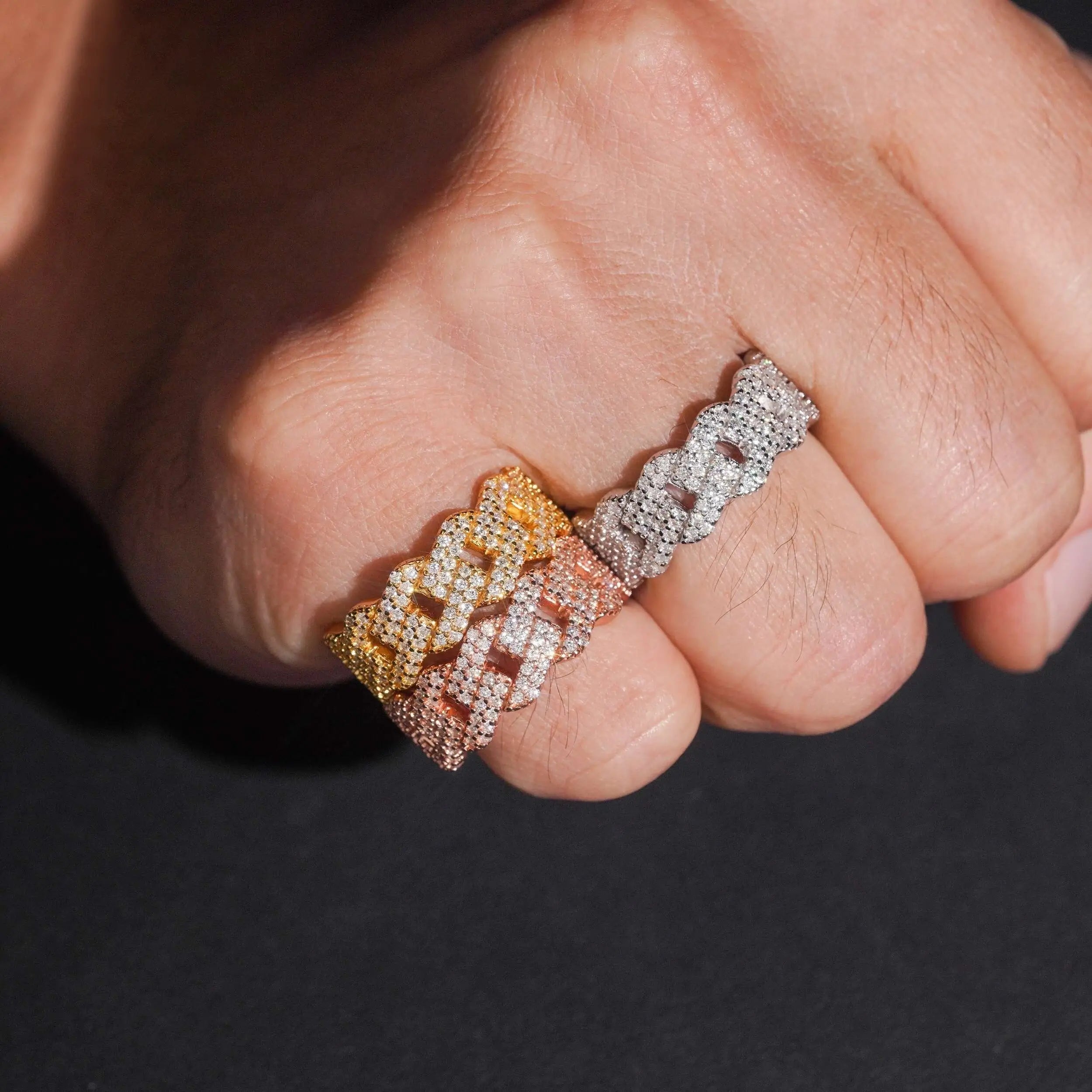 GL 2 Rows Cuban Link Moissanite Diamond Ring Main image