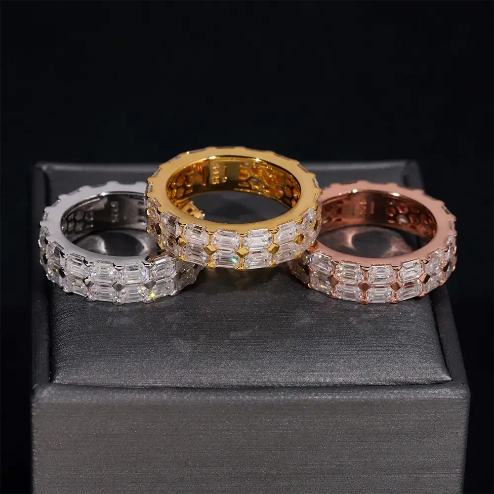 GL Duoble Rowa Emerald VVS Moissanite Diamond Ring