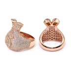 GL 925 Silver inlaid Moissanite Money Bag Hiphop Ring
