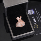 GL 925 Silver inlaid Moissanite Money Bag Hiphop Ring