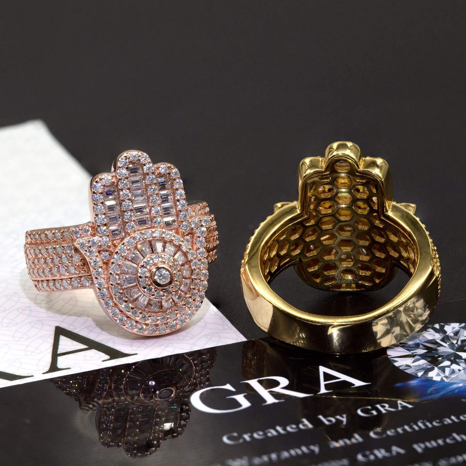 GL Square Palm Hip Hop Ring 925 Silver inlaid Moissanite Men's and Women's Ring