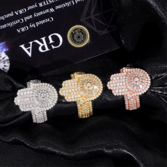 GL Square Palm Hip Hop Ring 925 Silver inlaid Moissanite Men's and Women's Ring