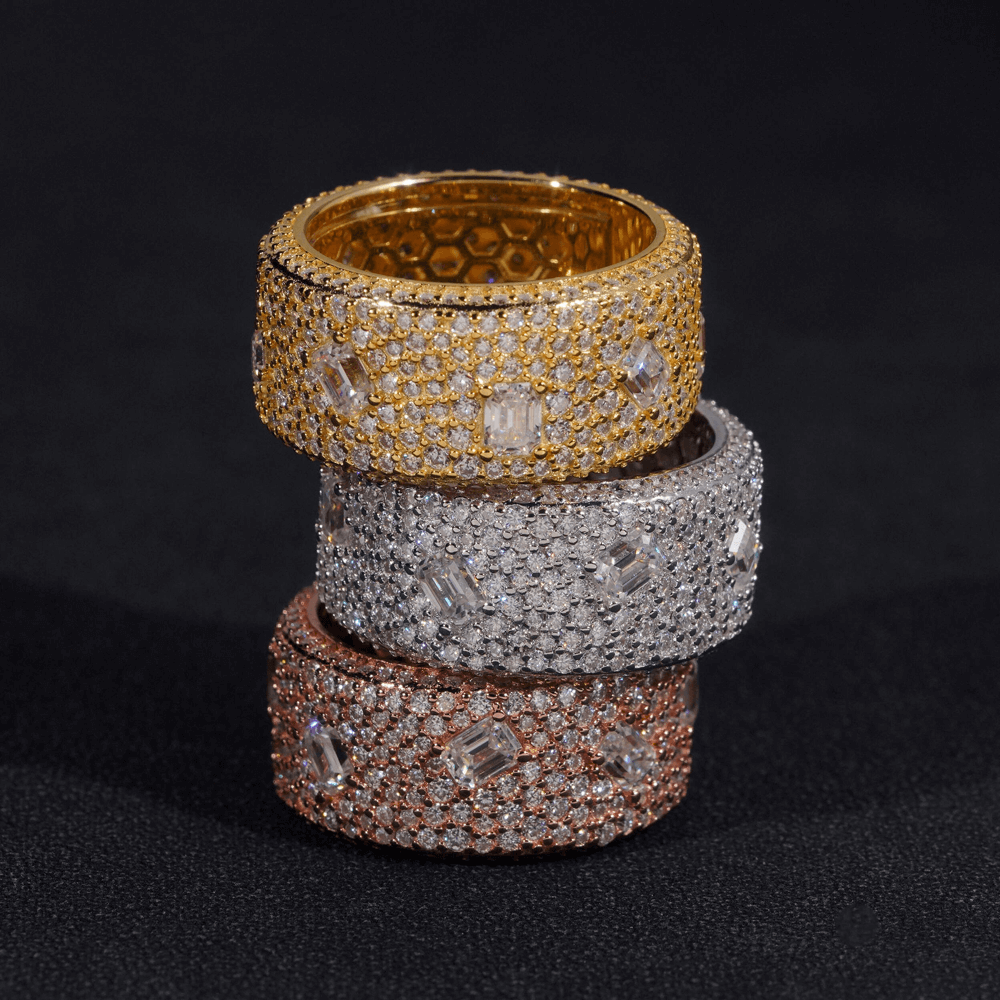GL Mosaic Round Mix Baguette Diamonds Man's Hip Hop Ring