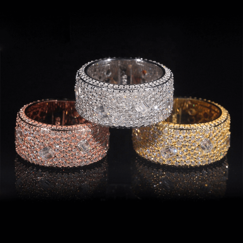GL Mosaic Round Mix Baguette Diamonds Man's Hip Hop Ring