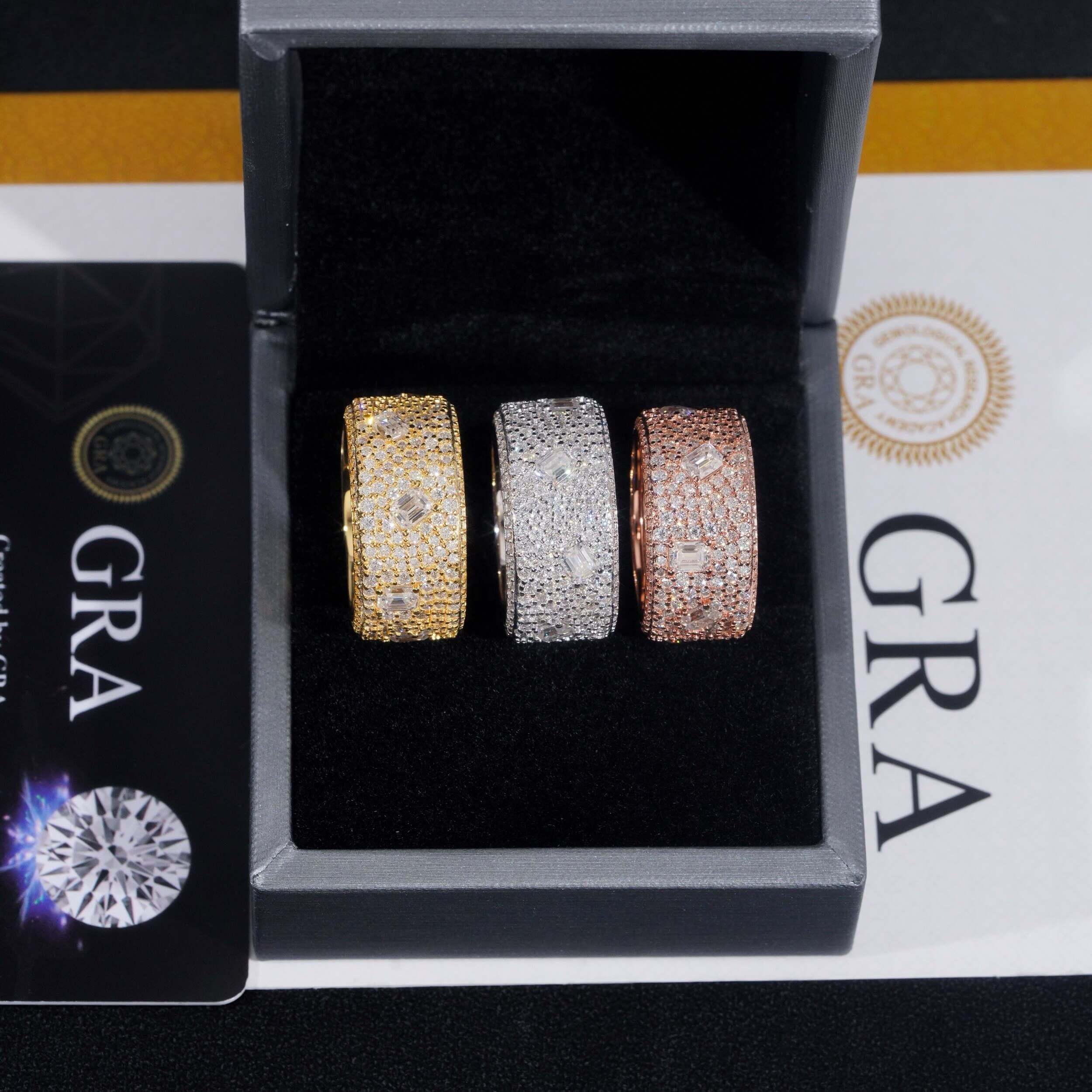 GL Mosaic Round Mix Baguette Diamonds Man's Hip Hop Ring