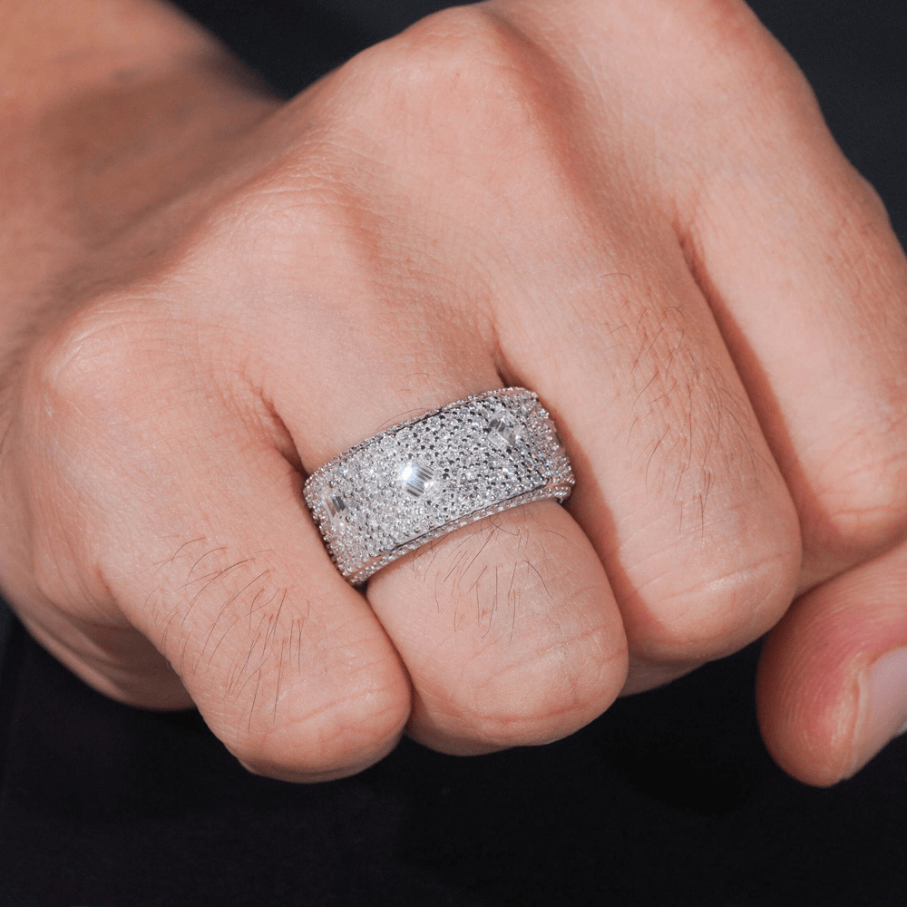 GL Mosaic Round Mix Baguette Diamonds Man's Hip Hop Ring