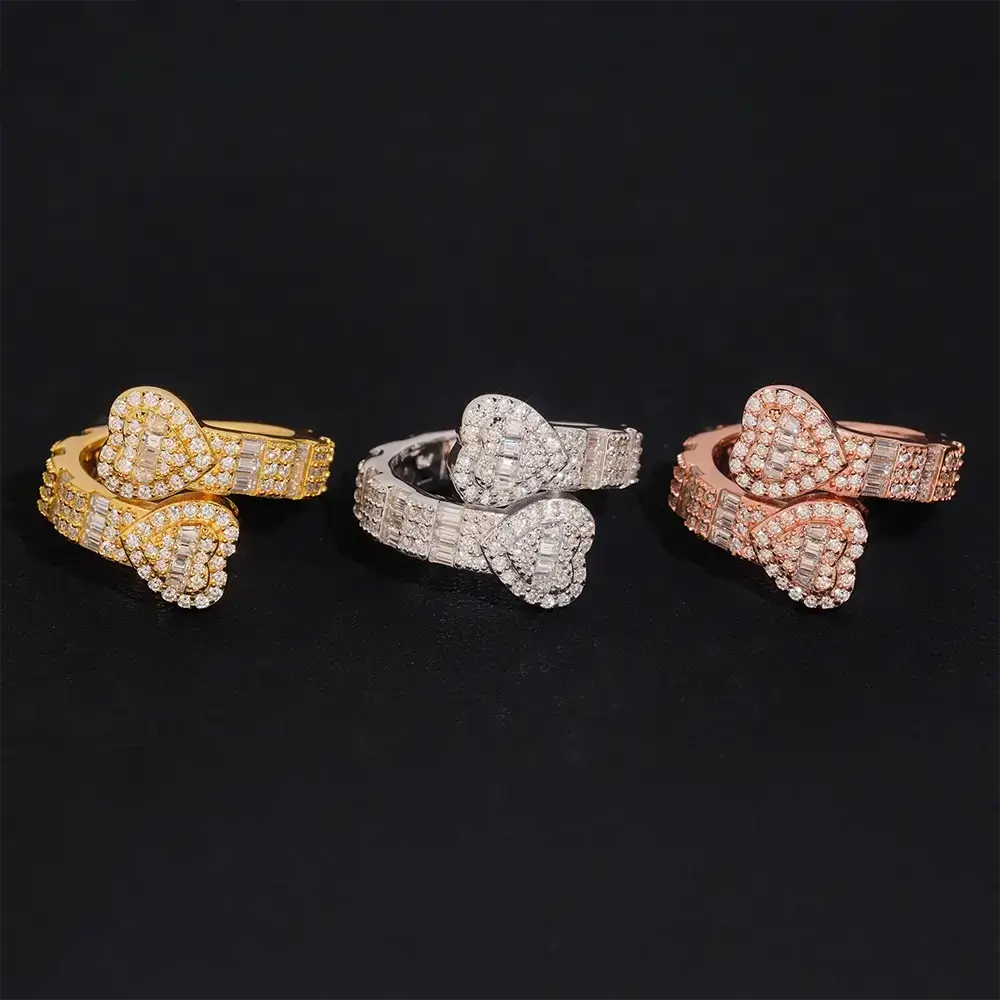 GL Heart Shaped Ends Baguette Coiled Moissanite Diamond Band Ring