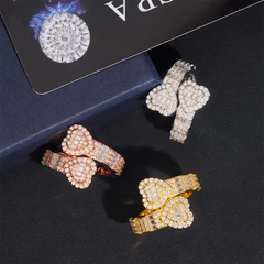 GL Heart Shaped Ends Baguette Coiled Moissanite Diamond Band Ring