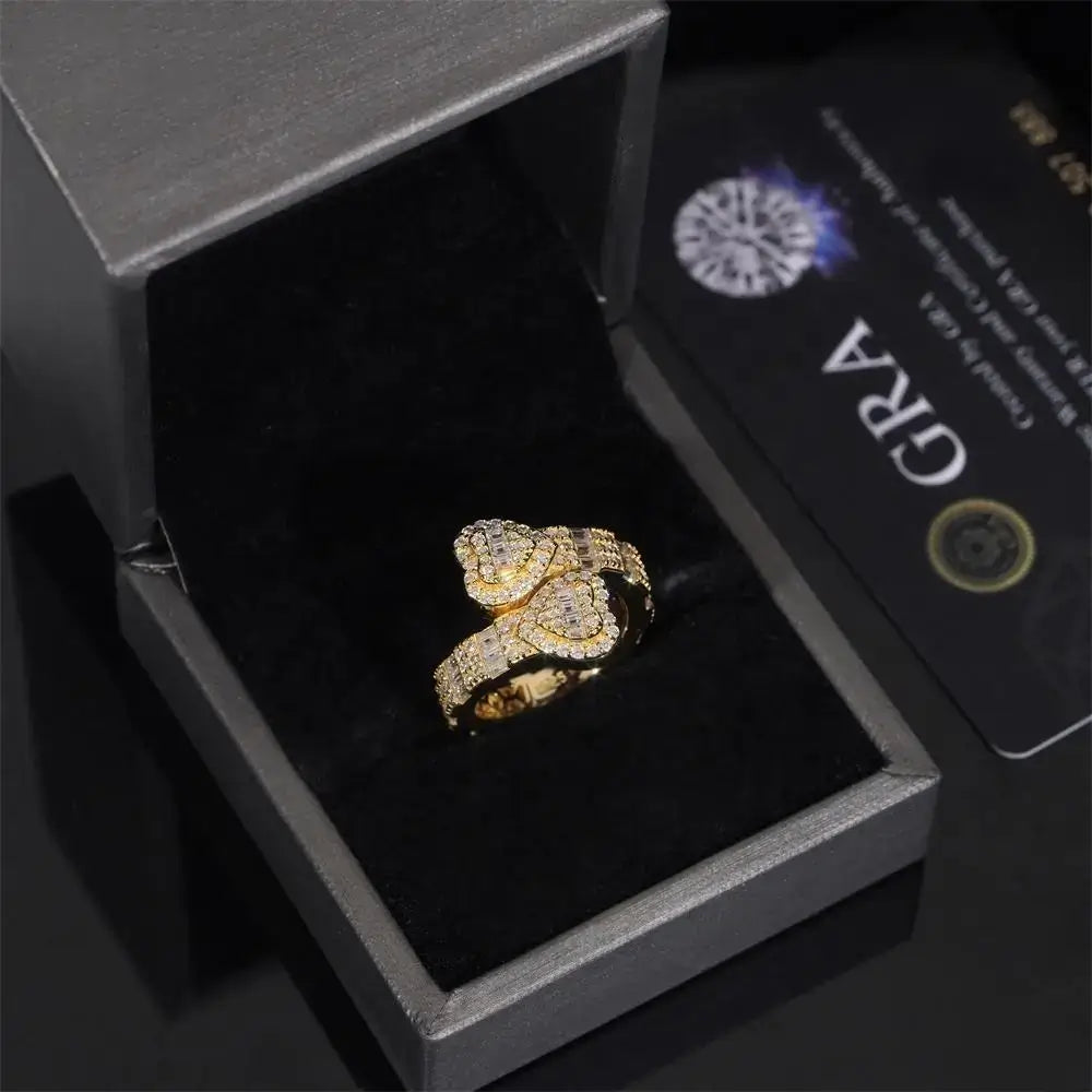 GL Heart Shaped Ends Baguette Coiled Moissanite Diamond Band Ring