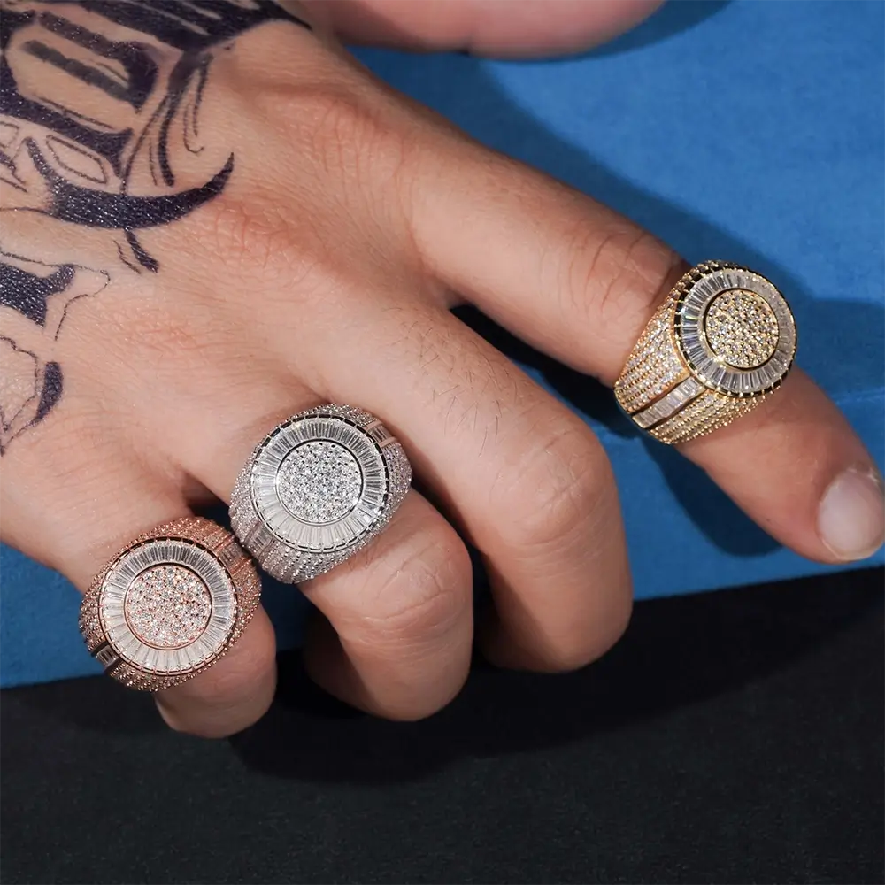 GL Iced Out WS Moissanite Baguette Ring For Men Hip Hop 925 Silver Main image