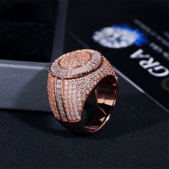 GL Iced Out WS Moissanite Baguette Ring For Men Hip Hop 925 Silver