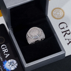 GL Iced Out WS Moissanite Baguette Ring For Men Hip Hop 925 Silver