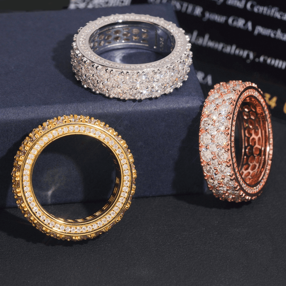 GL Iced Out Two Rows VVS Moissanite Hip Hop Ring