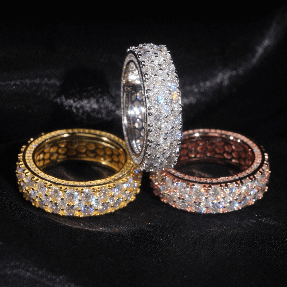 GL Iced Out Two Rows VVS Moissanite Hip Hop Ring Secondary image