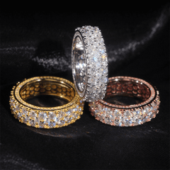 GL Iced Out Two Rows VVS Moissanite Hip Hop Ring