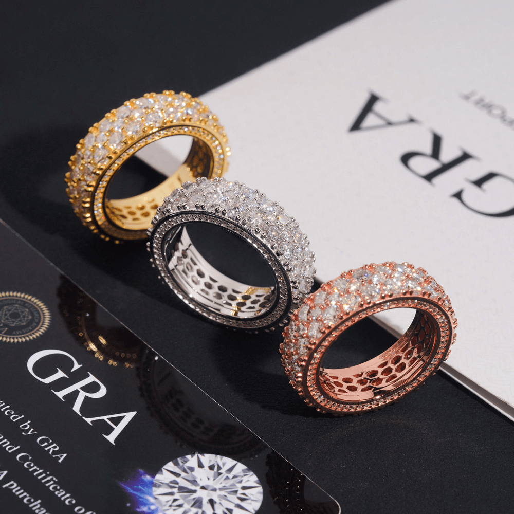 GL Iced Out Two Rows VVS Moissanite Hip Hop Ring