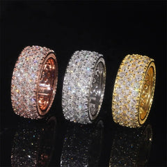 GL Round Cut Moissanite Men's Cluster Engagement Band Ring