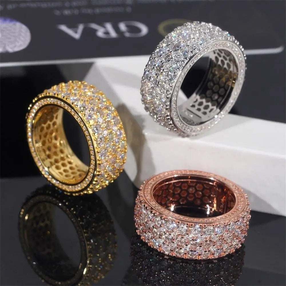 GL Round Cut Moissanite Men's Cluster Engagement Band Ring