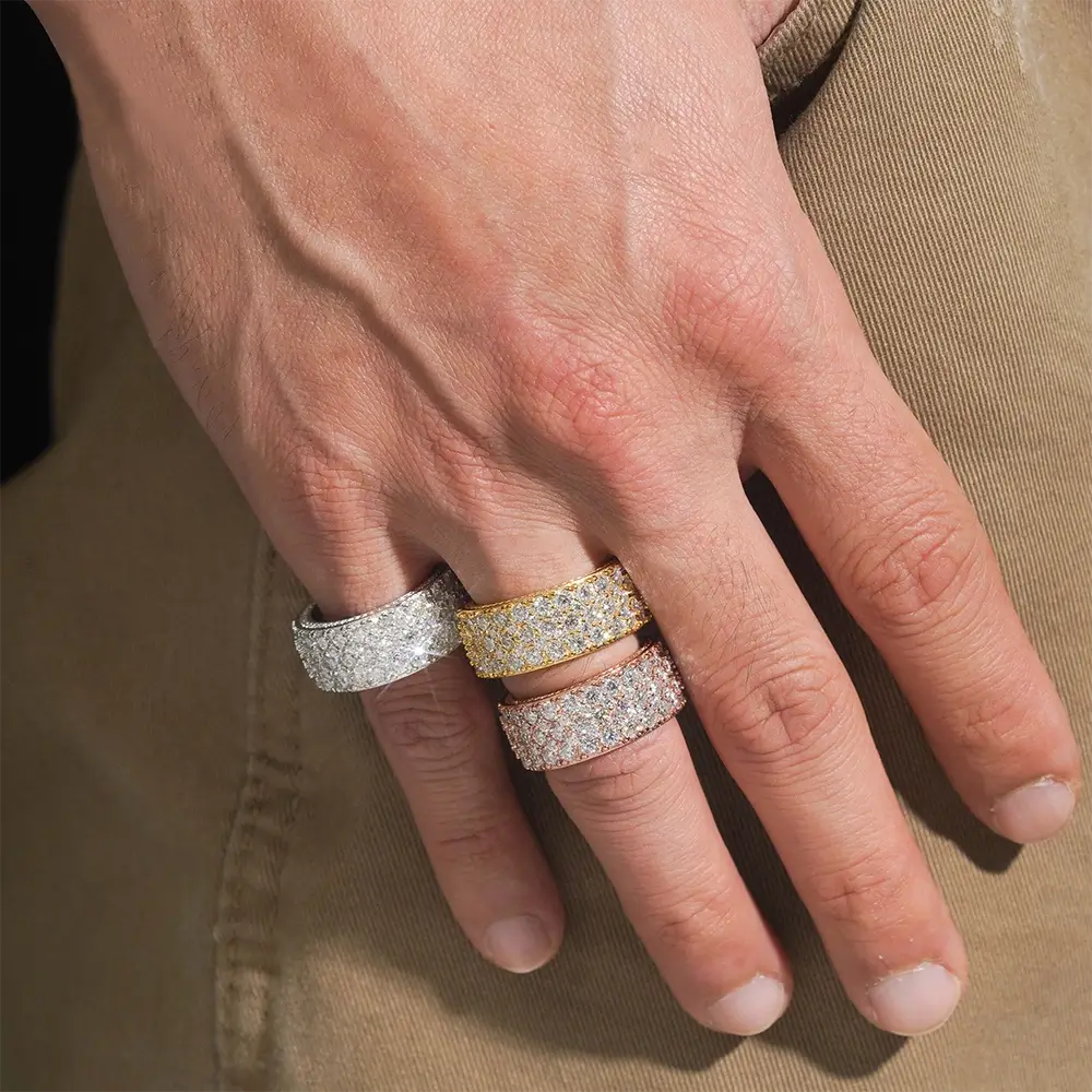 GL Round Cut Moissanite Men's Cluster Engagement Band Ring