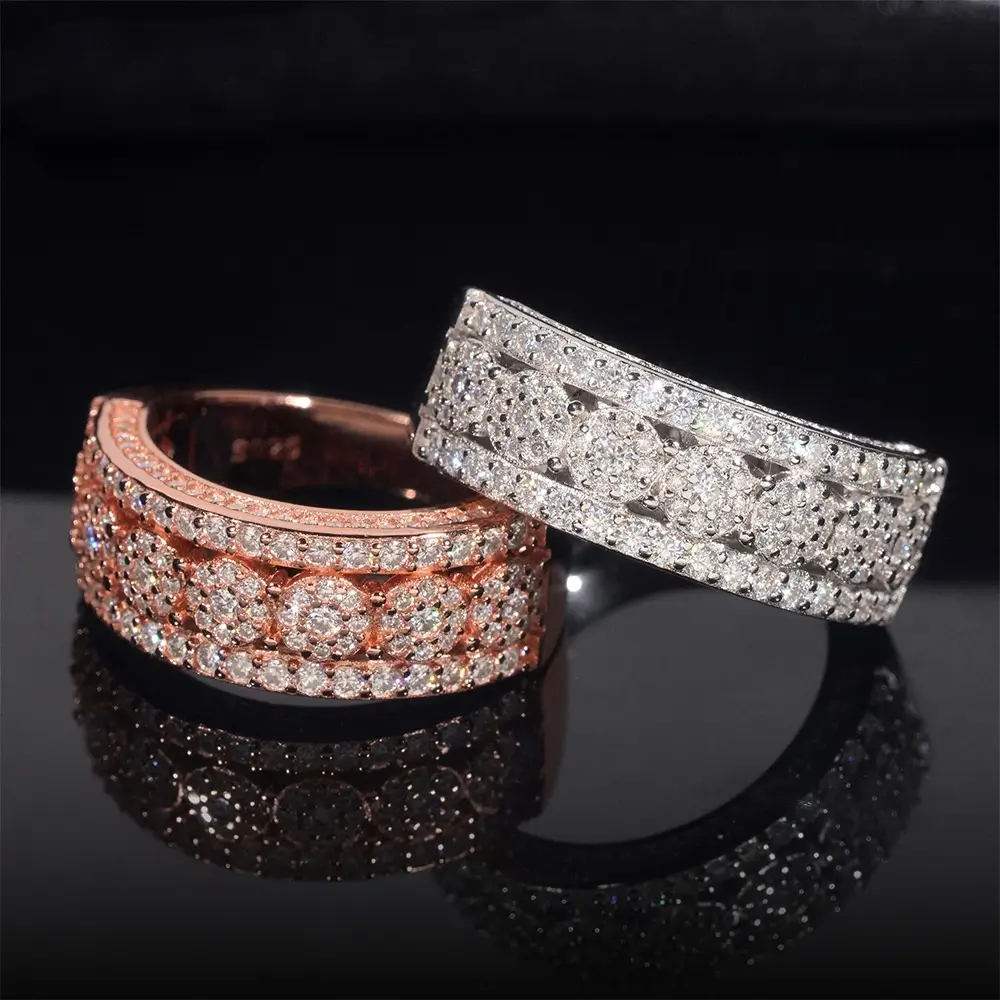 GL Iced Out Round cut Eternity Band Moissanite Ring