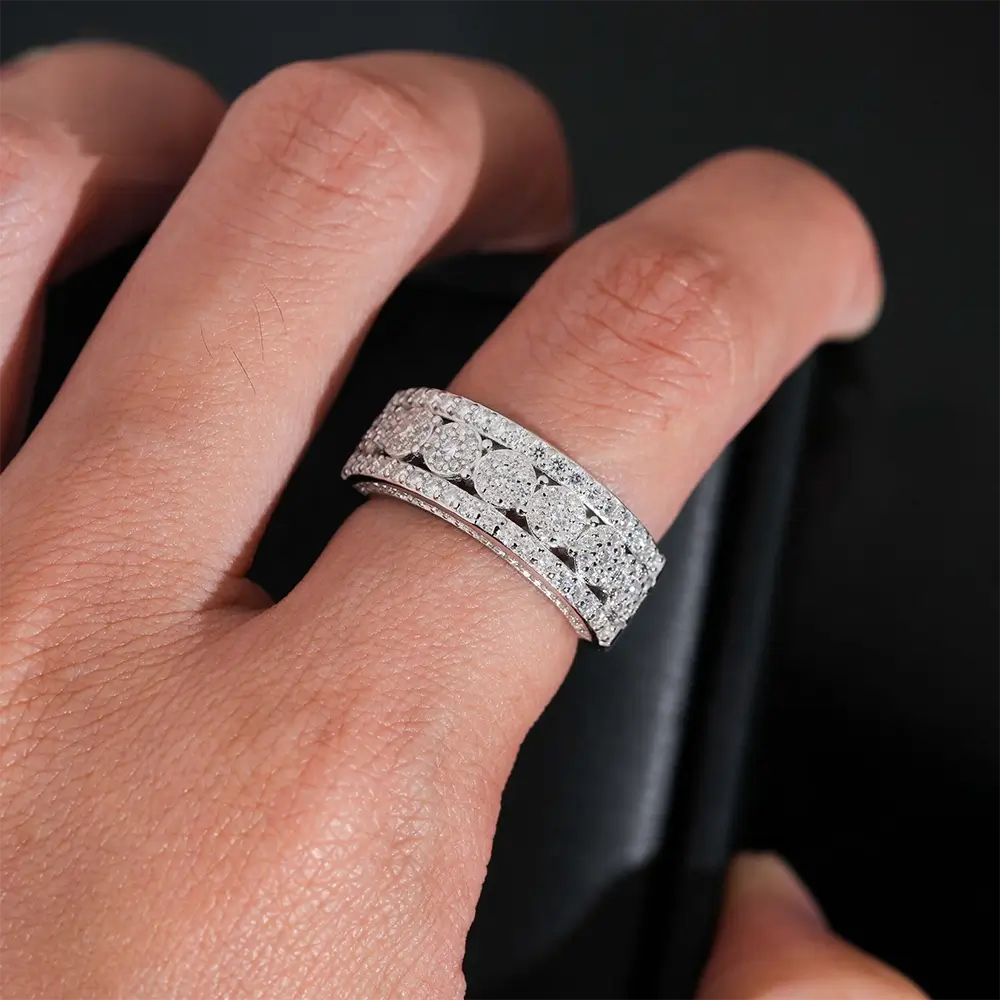 GL Iced Out Round cut Eternity Band Moissanite Ring