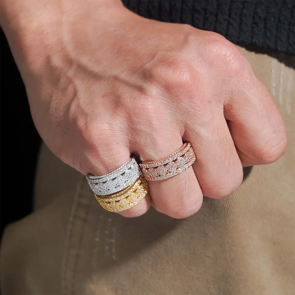 【US 3 Days Delivery】GL Iced Out Round cut Eternity Band Moissanite Ring Main image
