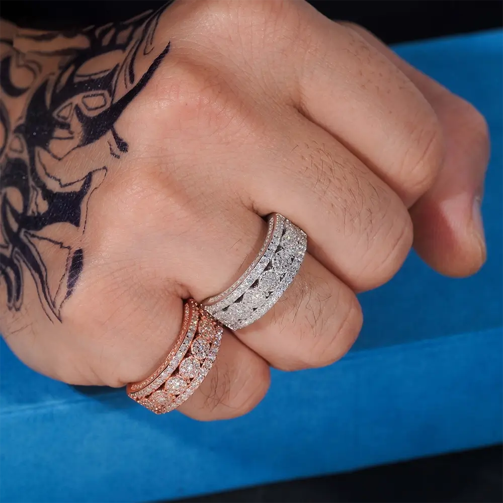 GL Iced Out Round cut Eternity Band Moissanite Ring