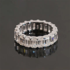 GL Emerald cut Moissanite Diamonds Eternity Bands Ring