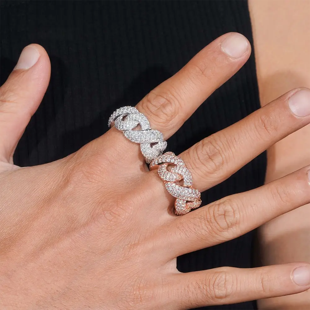 GL Iced Out Cuban Chain Hip Hop Band Ring Secondary image
