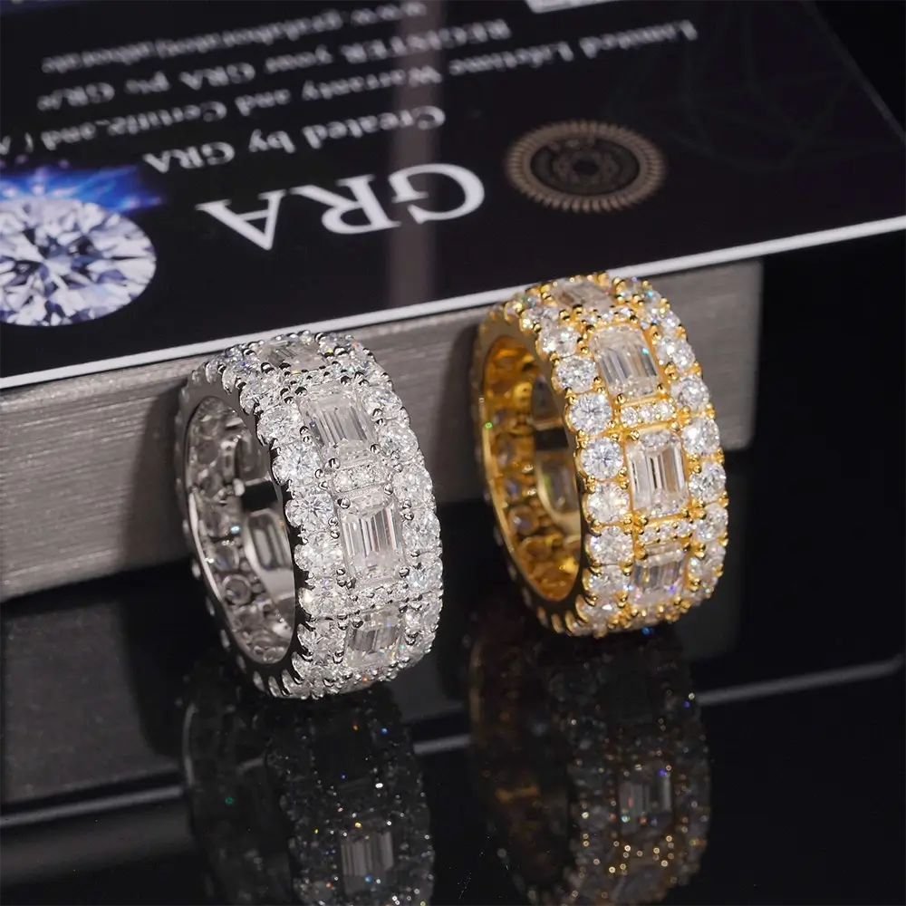 GL Emerald Cut Moissanite Diamond Ring Band For Men Secondary image