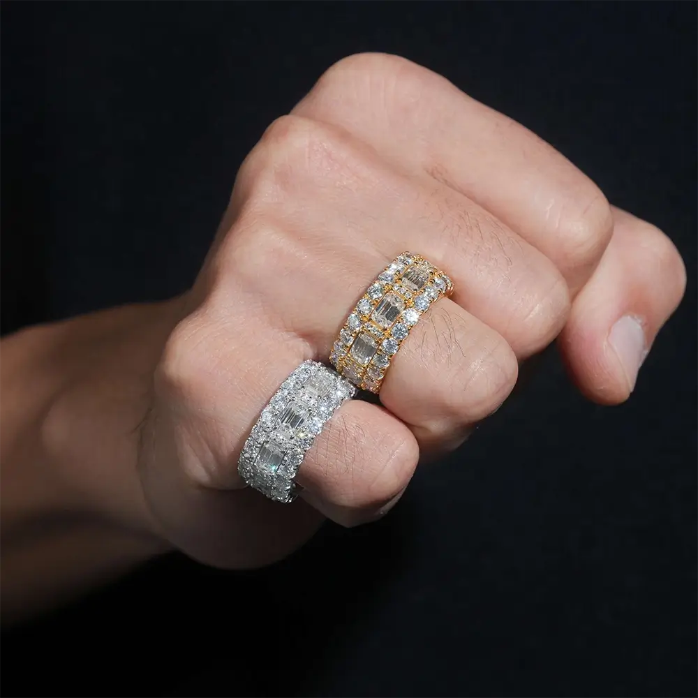 GL Emerald Cut Moissanite Diamond Ring Band For Men Main image
