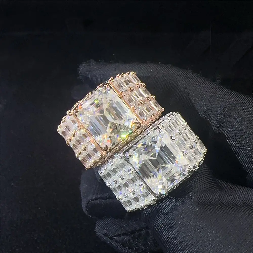 GL Three Row Emerald VVS Moissanite Ring