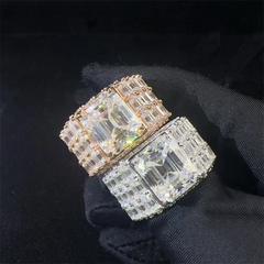 GL Three Row Emerald VVS Moissanite Ring